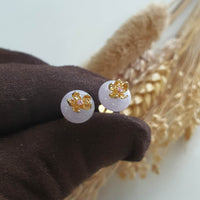 Translucent Icy Lavender Jadeite "Golden Cherry Blossoms" Earring (JAA001721) 5