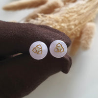 Translucent Icy Pinkish Lavender Jadeite “Le Floral” Pierced Earrings (JAA001787) 1