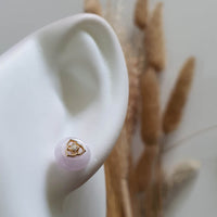 Translucent Icy Pinkish Lavender Jadeite “Le Floral” Pierced Earrings (JAA001787) 6