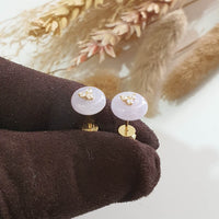Translucent Icy Lavender Jadeite “Diamonds Trio” Earrings (JAA001865) 2