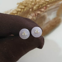 Translucent Icy Lavender Jadeite “Diamonds Trio” Earrings (JAA001865) 3