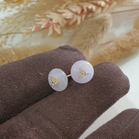 Translucent Icy Lavender Jadeite “Diamonds Trio” Earrings (JAA001865) 5