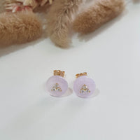 Translucent Icy Lavender Jadeite “Diamonds Trio” Earrings (JAA001865) 6