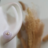 Translucent Icy Lavender Jadeite “Diamonds Trio” Earrings (JAA001865) 8