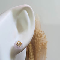 Translucent Icy Lavender Jadeite "Golden Clovers" Earring (JAA001908) 10