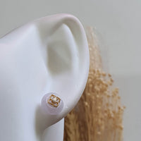 Translucent Icy Lavender Jadeite "Golden Clovers" Earring (JAA001908) 8