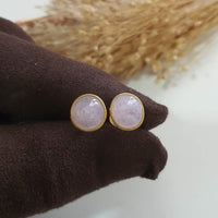 Translucent Icy Lavender Jadeite “Asymmetry of Wisteria” Earrings (JAA001998) 1