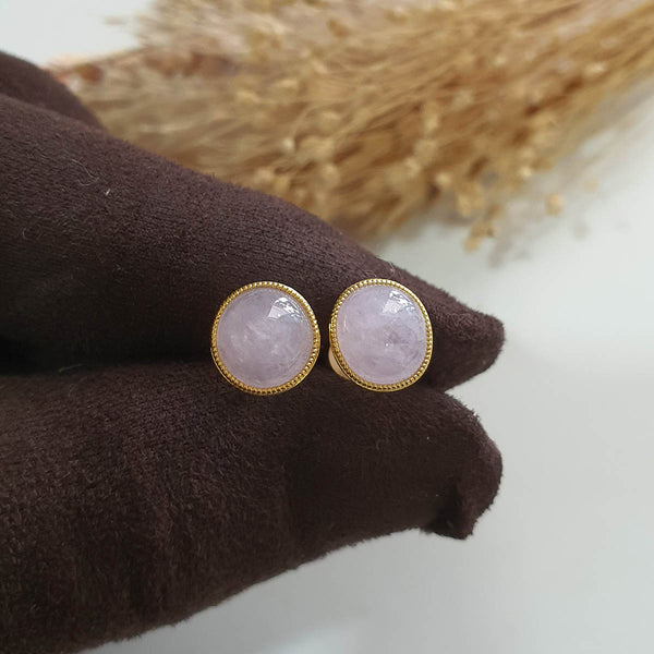 Translucent Icy Lavender Jadeite “Asymmetry of Wisteria” Earrings (JAA001998) 1