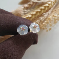 Highly Translucent Icy Jadeite “Cherry Blossom” Earrings (JAA002093) 6
