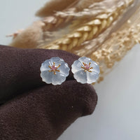 Highly Translucent Icy Jadeite “Cherry Blossom” Earrings (JAA002093) 7