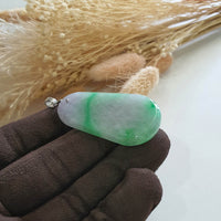 A Translucent Lavender with Brilliant Apple Green Jadeite "Trapezoid" Pendant (JAB000873) 5