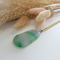 A Translucent Lavender with Brilliant Apple Green Jadeite "Trapezoid" Pendant (JAB000873) 1