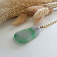 A Translucent Lavender with Brilliant Apple Green Jadeite "Trapezoid" Pendant (JAB000873) 2