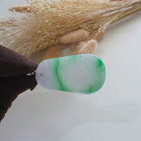 A Translucent Lavender with Brilliant Apple Green Jadeite "Trapezoid" Pendant (JAB000873) 3