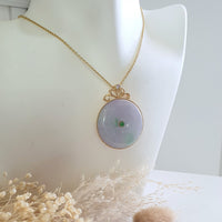 Translucent Brilliant Lavender with Green Jadeite “The Lafolia” Pendant (JAB001421) 8