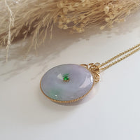 Translucent Brilliant Lavender with Green Jadeite “The Lafolia” Pendant (JAB001421) 2