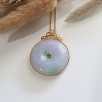 Translucent Brilliant Lavender with Green Jadeite “The Lafolia” Pendant (JAB001421) 1