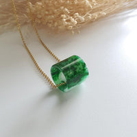 Translucent Icy Brilliant Flower Green Jadeite "Barrel" Pendant (JAB002017) 7