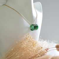 Translucent Icy Brilliant Flower Green Jadeite "Barrel" Pendant (JAB002017) 8
