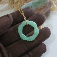 [Rare] Translucent Icy Apple Green Jadeite "Six segments Bamboo" Pendant (JAB002544) 2