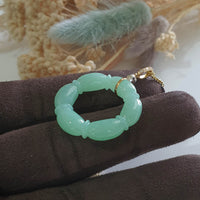 [Rare] Translucent Icy Apple Green Jadeite "Six segments Bamboo" Pendant (JAB002544) 4