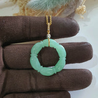 [Rare] Translucent Icy Apple Green Jadeite "Six segments Bamboo" Pendant (JAB002544) 5