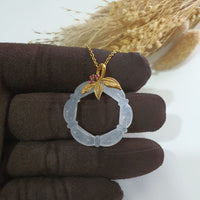 Highly Translucent Icy Jadeite "Blossoming Six segments Bamboo" Pendant (JAB002829) 7
