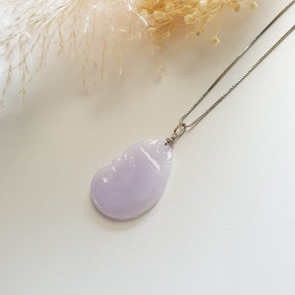 Translucent Sweet Lavender Jadeite "Ruyi" Pendant (JAB003411) 1
