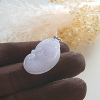 Translucent Sweet Lavender Jadeite "Ruyi" Pendant (JAB003411) 3