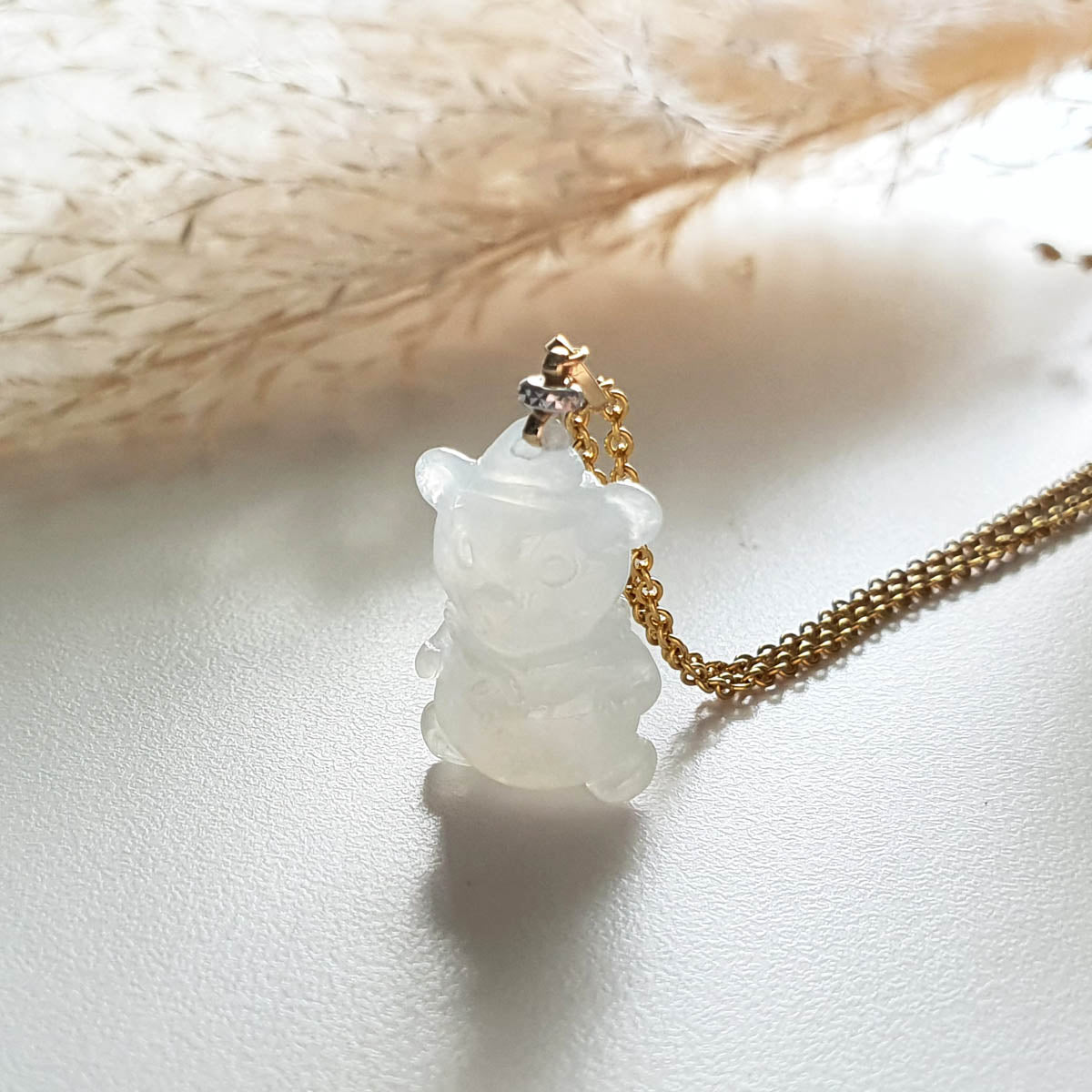 Translucent Icy Jadeite "Teddy’s Love" Pendant (JAB003520) 1