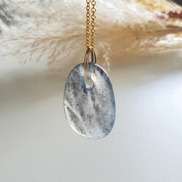 [Rare] Highly Translucent Icy Black Jadeite "Frozen Galaxy" Pendant (JAB003556) 1