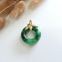 Translucent Brilliant Flower Green Jadeite "Flower Blossom" Pendant (JAB003647) 1