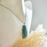 [Rare] Highly Translucent Icy Bluish Green "God of Fortune" Pendant (JAB003810) 9