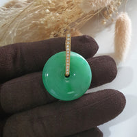 Translucent Brilliant Apple Green Jadeite "Auspicious Coin" Pendant (JAB003866) 1