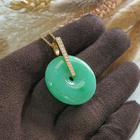 Translucent Brilliant Apple Green Jadeite "Auspicious Coin" Pendant (JAB003866) 2