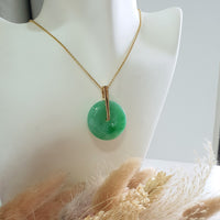 Translucent Brilliant Apple Green Jadeite "Auspicious Coin" Pendant (JAB003866) 8
