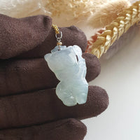 Translucent Icy and Bluish Green Jadeite "Mr Gentleman Pig" Pendant (JAB003870) 2