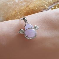 [Rare] Good Translucency Icy Brilliant Lavender Jadeite "Be my Angel" Pendant (JAB003929) 3