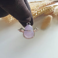 [Rare] Good Translucency Icy Brilliant Lavender Jadeite "Be my Angel" Pendant (JAB003929) 4