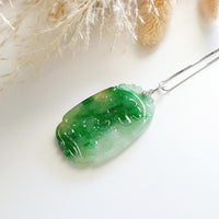 Good Translucency Icy and Brilliant Green Jadeite "Lotus Blossom" Pendant (JAB004162) 2