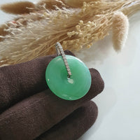 [Rare] Good Translucency Brilliant Apple Green Jadeite "Coin" Pendant (JAB004164) 2