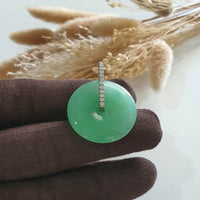 [Rare] Good Translucency Brilliant Apple Green Jadeite "Coin" Pendant (JAB004164) 1