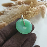 [Rare] Good Translucency Brilliant Apple Green Jadeite "Coin" Pendant (JAB004164) 3