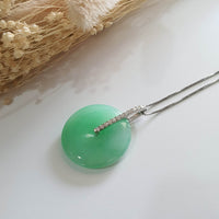 [Rare] Good Translucency Brilliant Apple Green Jadeite "Coin" Pendant (JAB004164) 4
