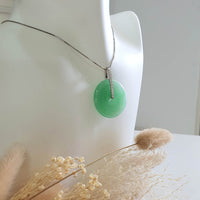 [Rare] Good Translucency Brilliant Apple Green Jadeite "Coin" Pendant (JAB004164) 6