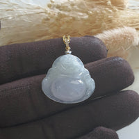 Translucent Icy Lavender "Laughing Buddha" Pendant (JAB004262) 3