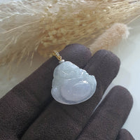 Translucent Icy Lavender "Laughing Buddha" Pendant (JAB004262) 4
