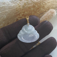 Translucent Icy Lavender "Laughing Buddha" Pendant (JAB004262) 5