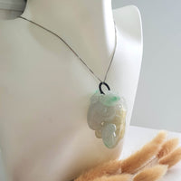 [Rare] Good Translucent Icy Yellow and Green "Majestic Goat & Ruyi" Pendant (JAB004340) 6