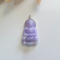 Translucent Brilliant Sweet Lavender Jadeite "Goddess of Mercy" Pendant (JAB004496) 5